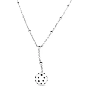 18K White Gold Ball Necklace with Black Diamonds