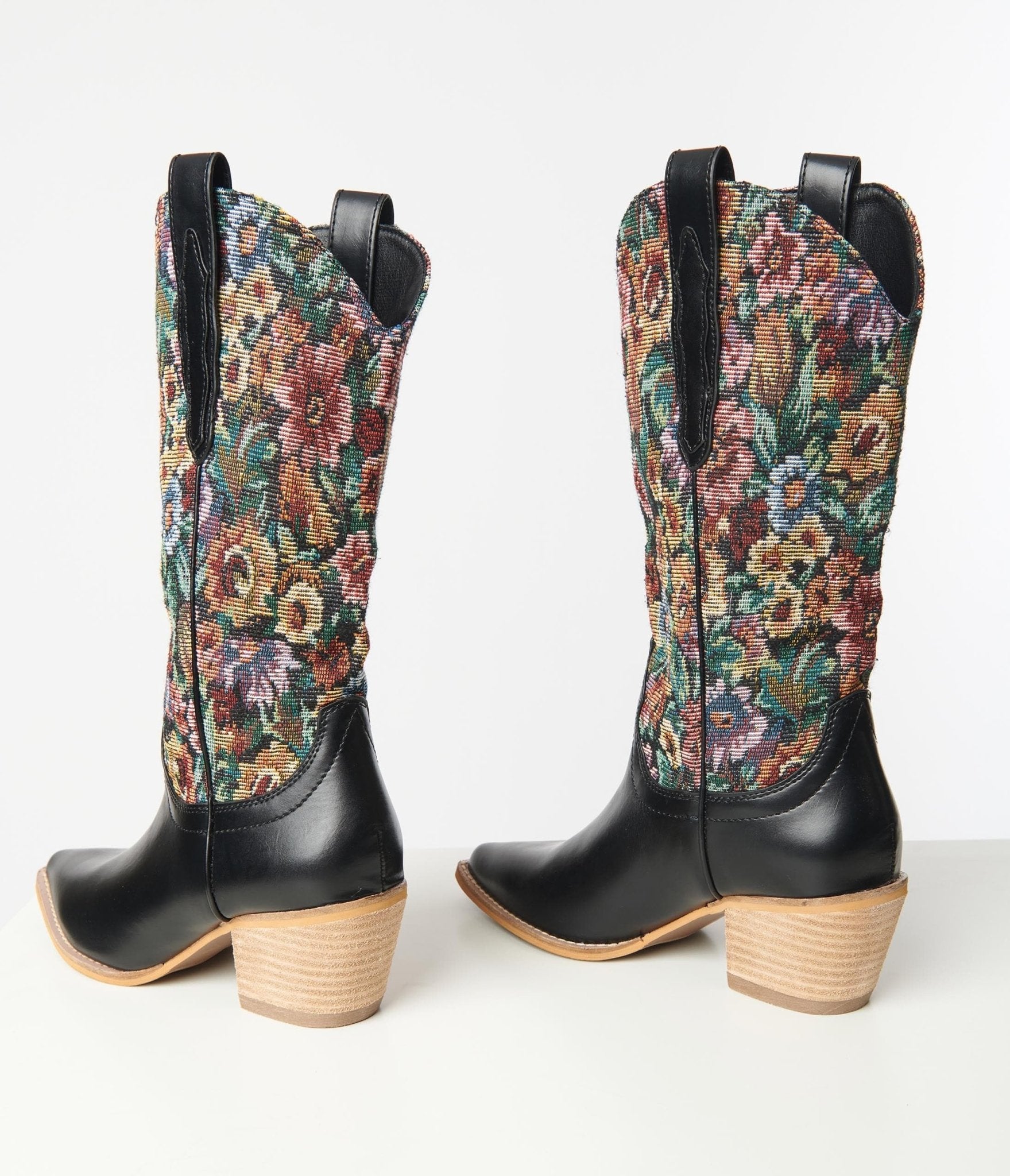 1970s Floral Jacquard Cowboy Boots