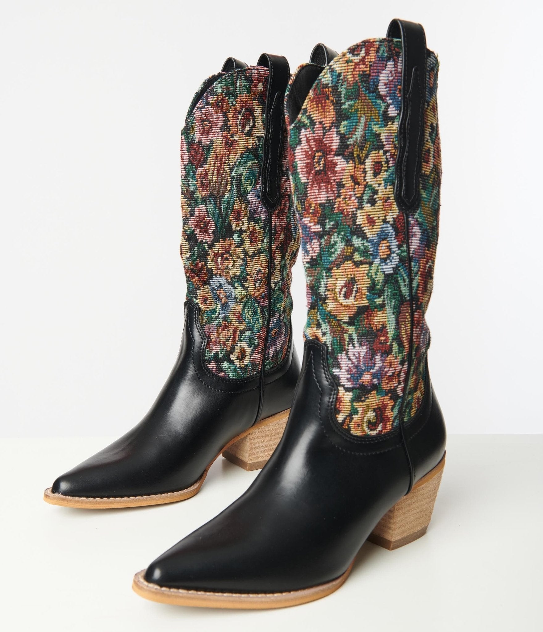 1970s Floral Jacquard Cowboy Boots