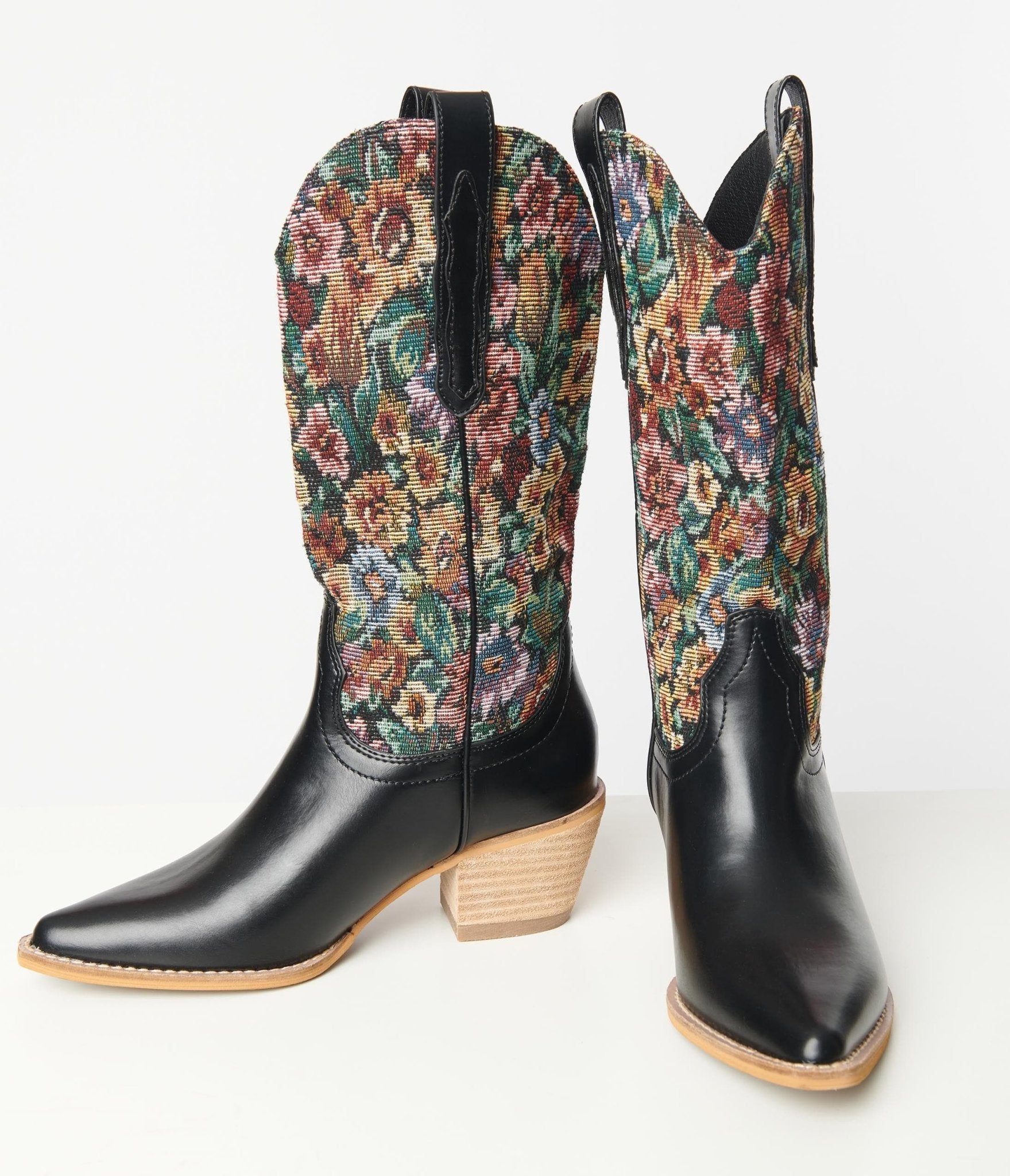 1970s Floral Jacquard Cowboy Boots