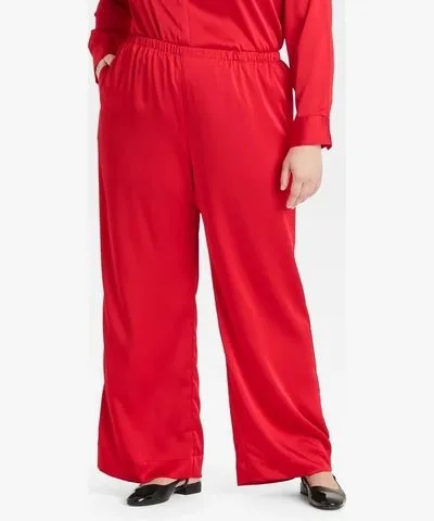 A New Day Women's Mid-Rise Straight Leg Satin Pull-On Pants