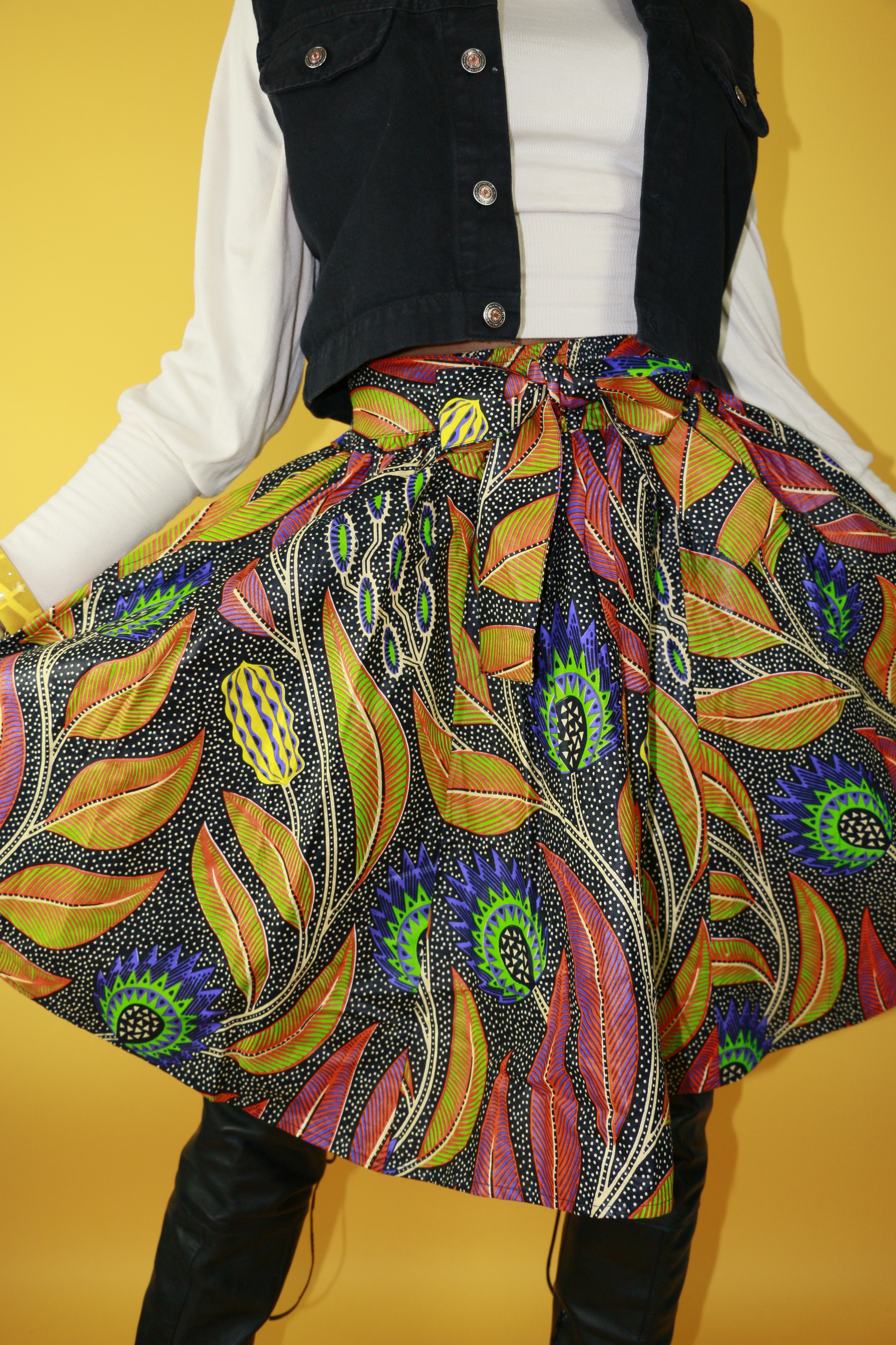 African Print Full Mini Skirt