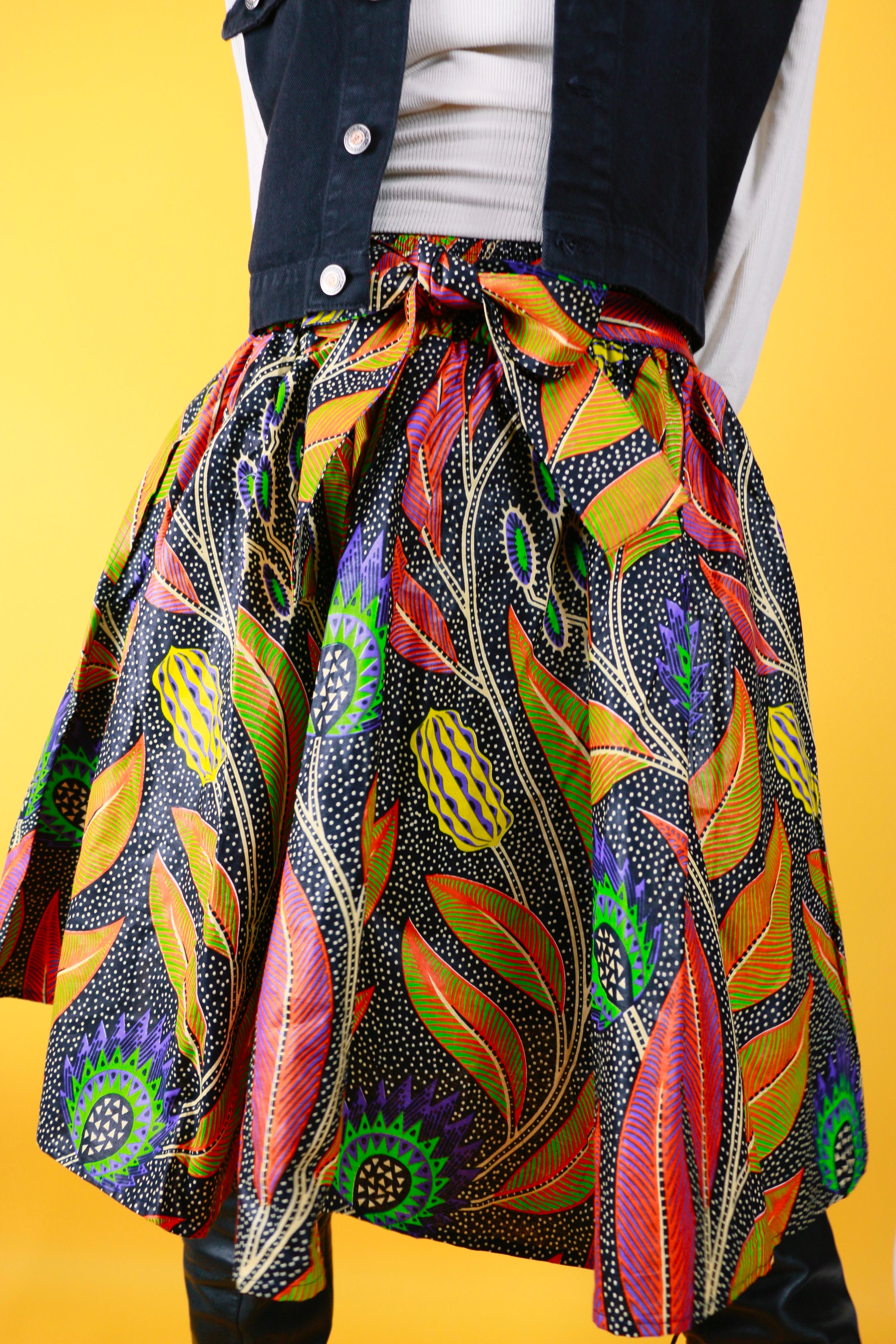 African Print Full Mini Skirt