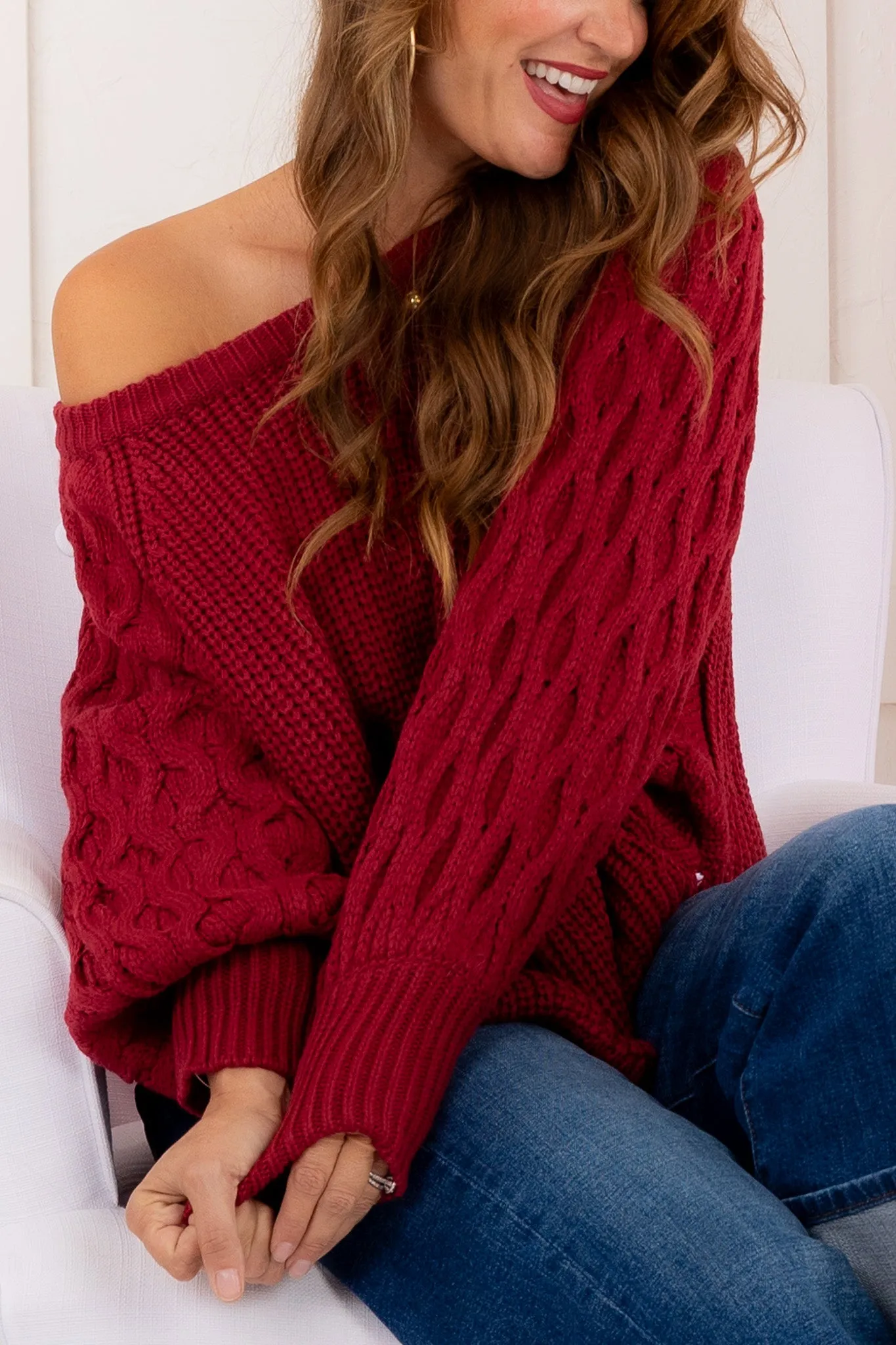 Always Adrift Sweater - Red - DOORBUSTER