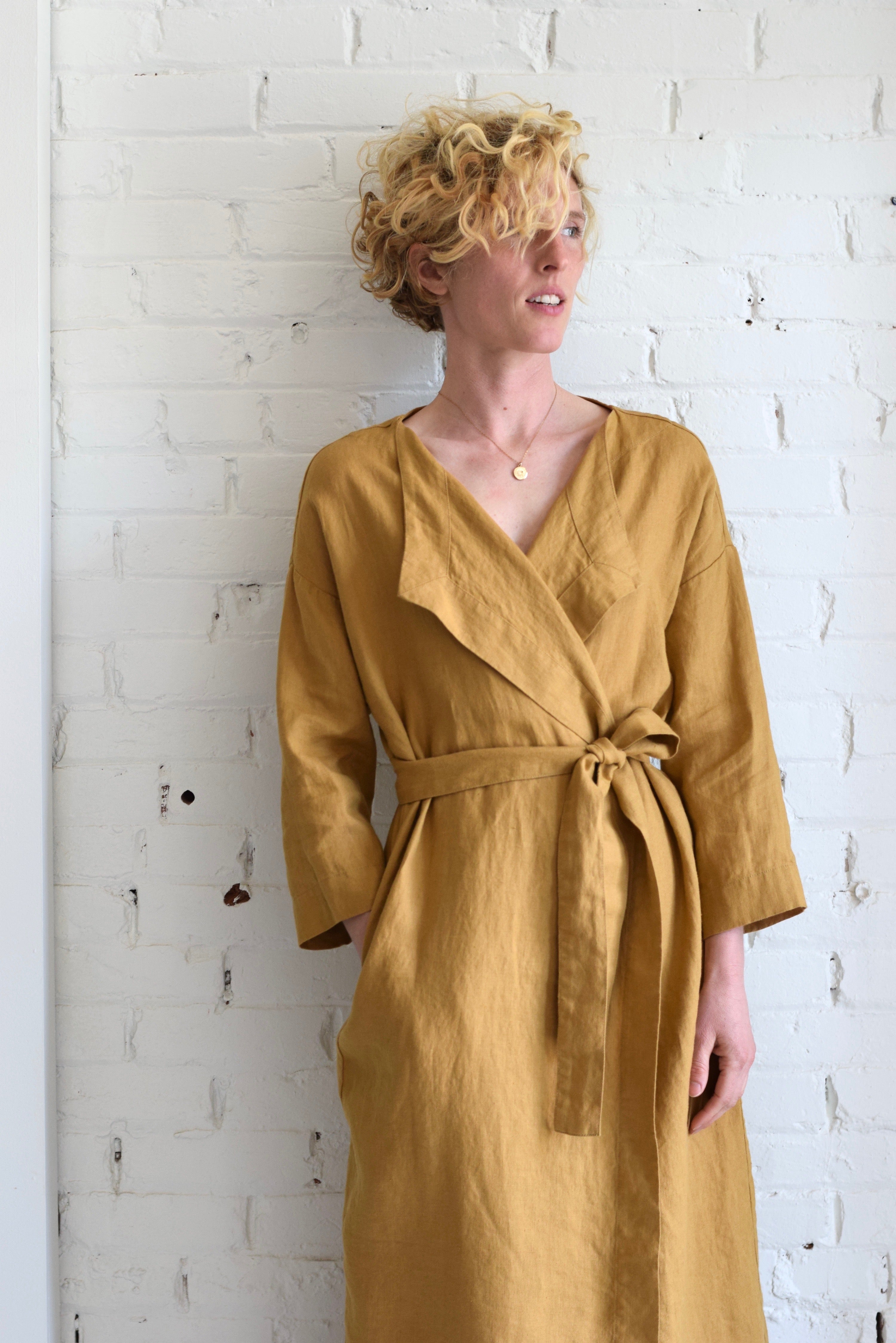 Amsterdam Linen Wrap Jacket | Amber