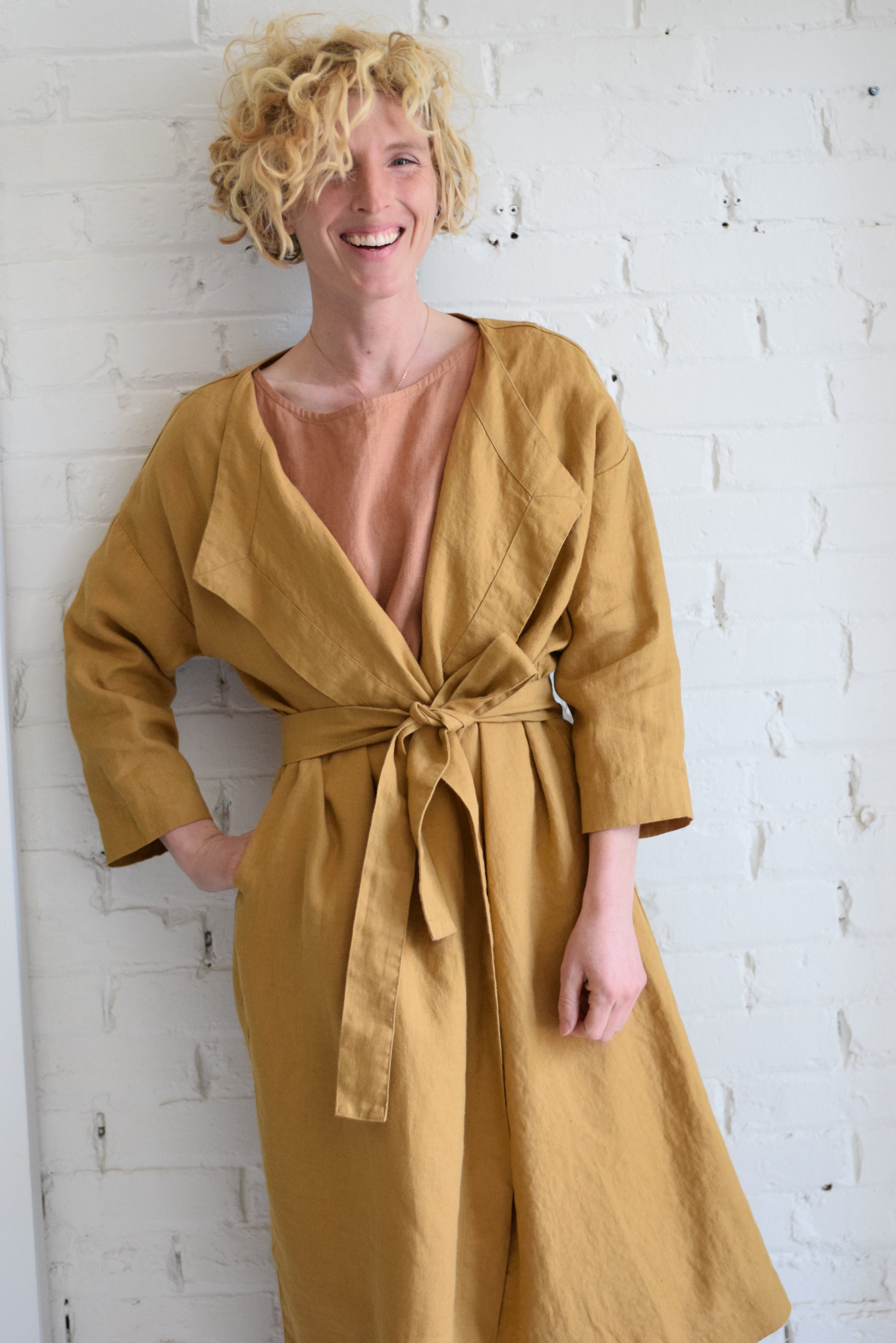 Amsterdam Linen Wrap Jacket | Amber