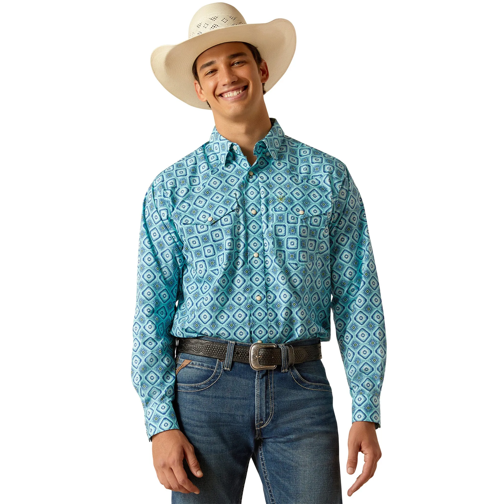 Ariat Men's Turquoise Geo Print Shirt