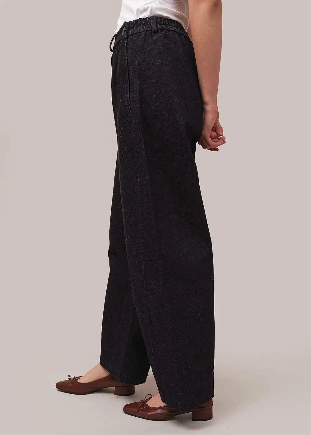 Black Denim Twist Pants