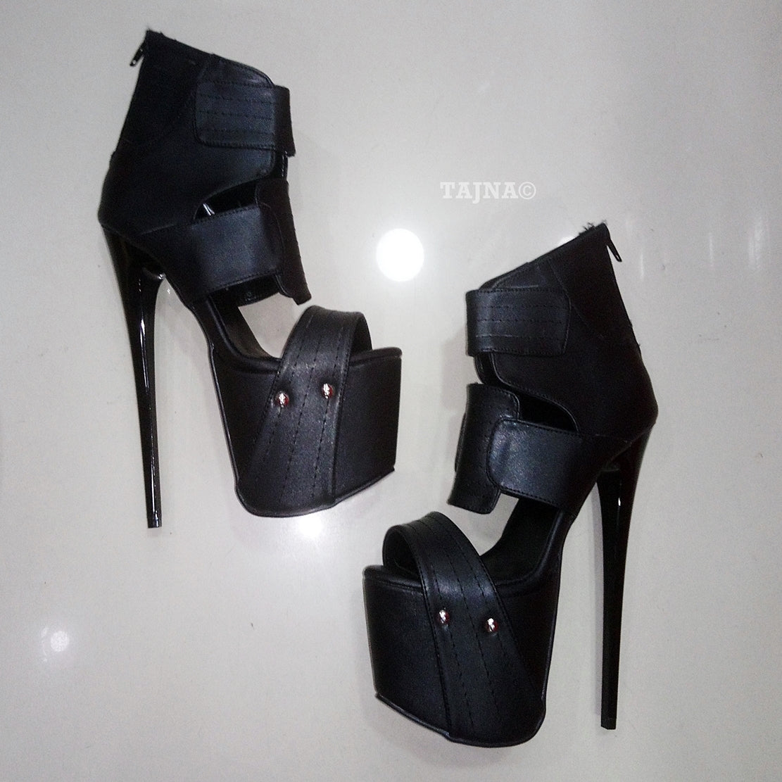 Black Neckle 19 cm High Heel Platform Shoes