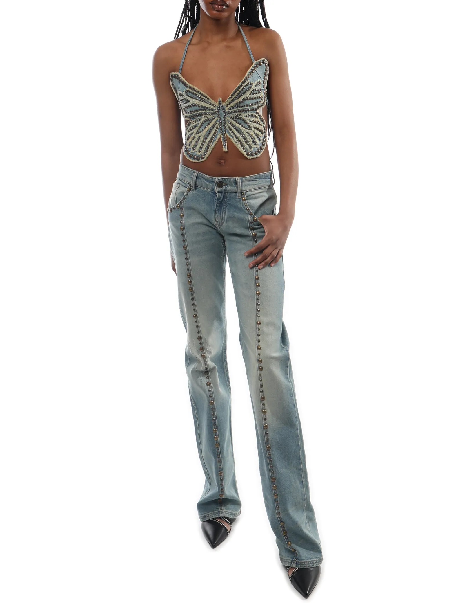 Blumarine Studded Boyfriend Jeans