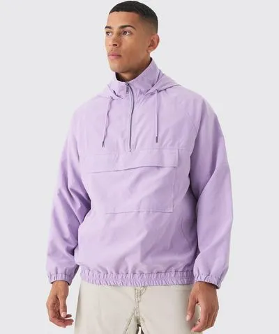 boohoo Mens Peached Hooded Windbreaker In Lilac