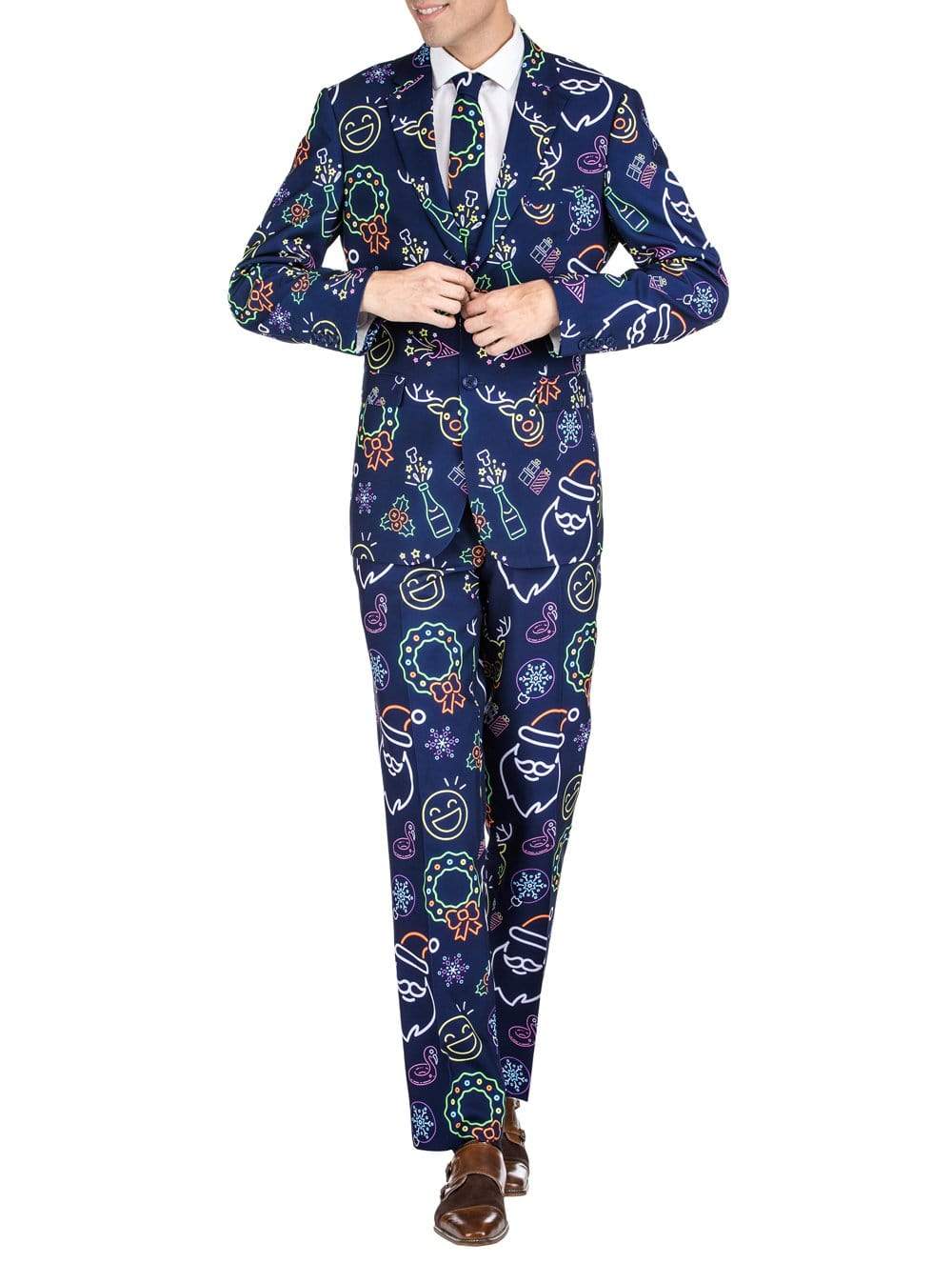 Braveman Men's Classic Fit Ugly Christmas Suits with Matching Tie