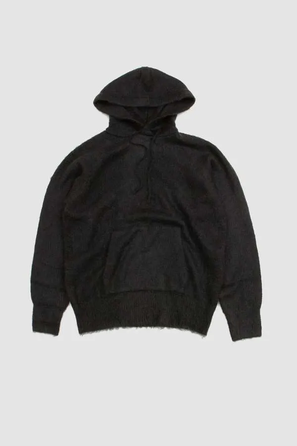 Brushed Super Kid Mohair Knit Parka - Ink Black