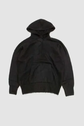 Brushed Super Kid Mohair Knit Parka - Ink Black