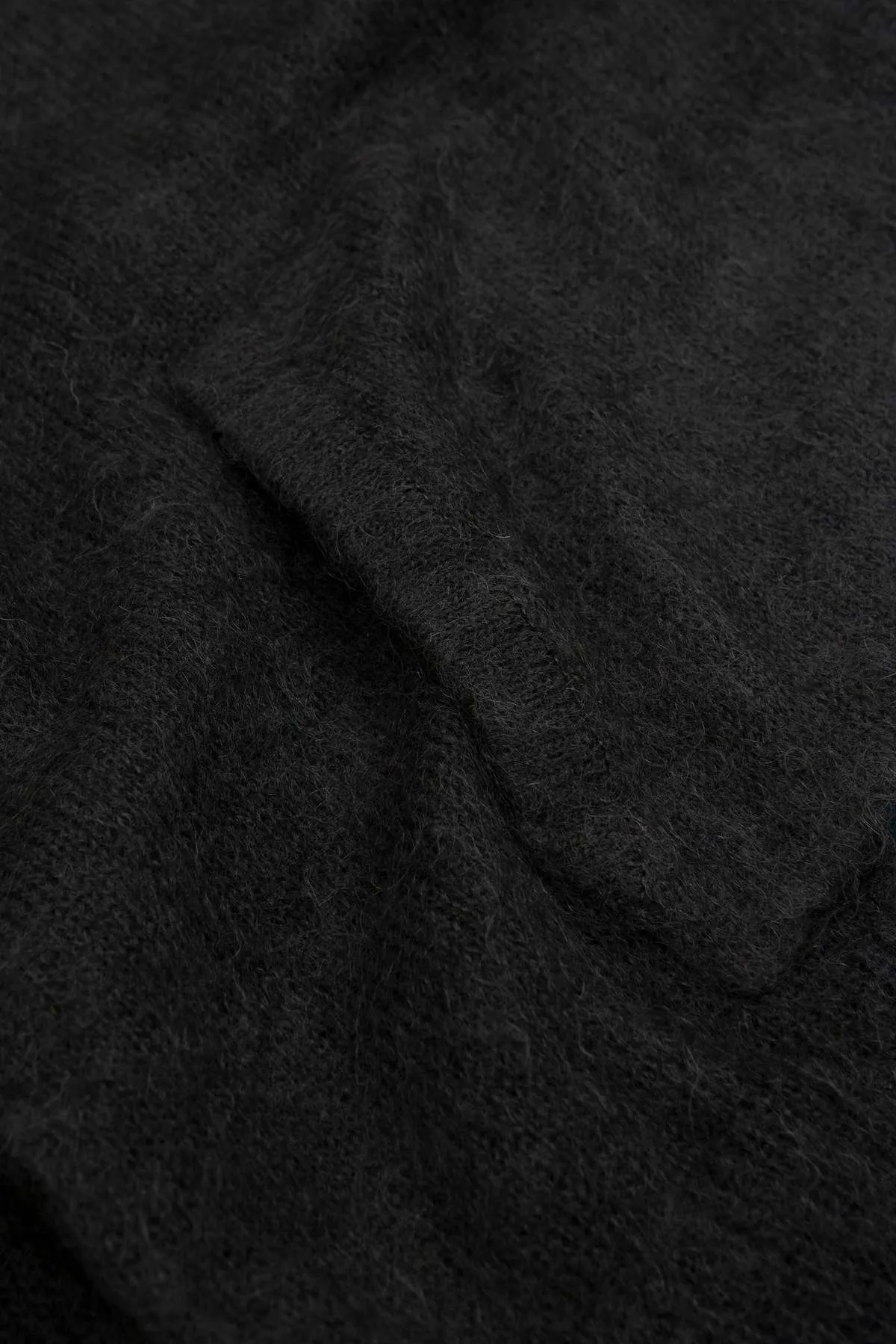 Brushed Super Kid Mohair Knit Parka - Ink Black