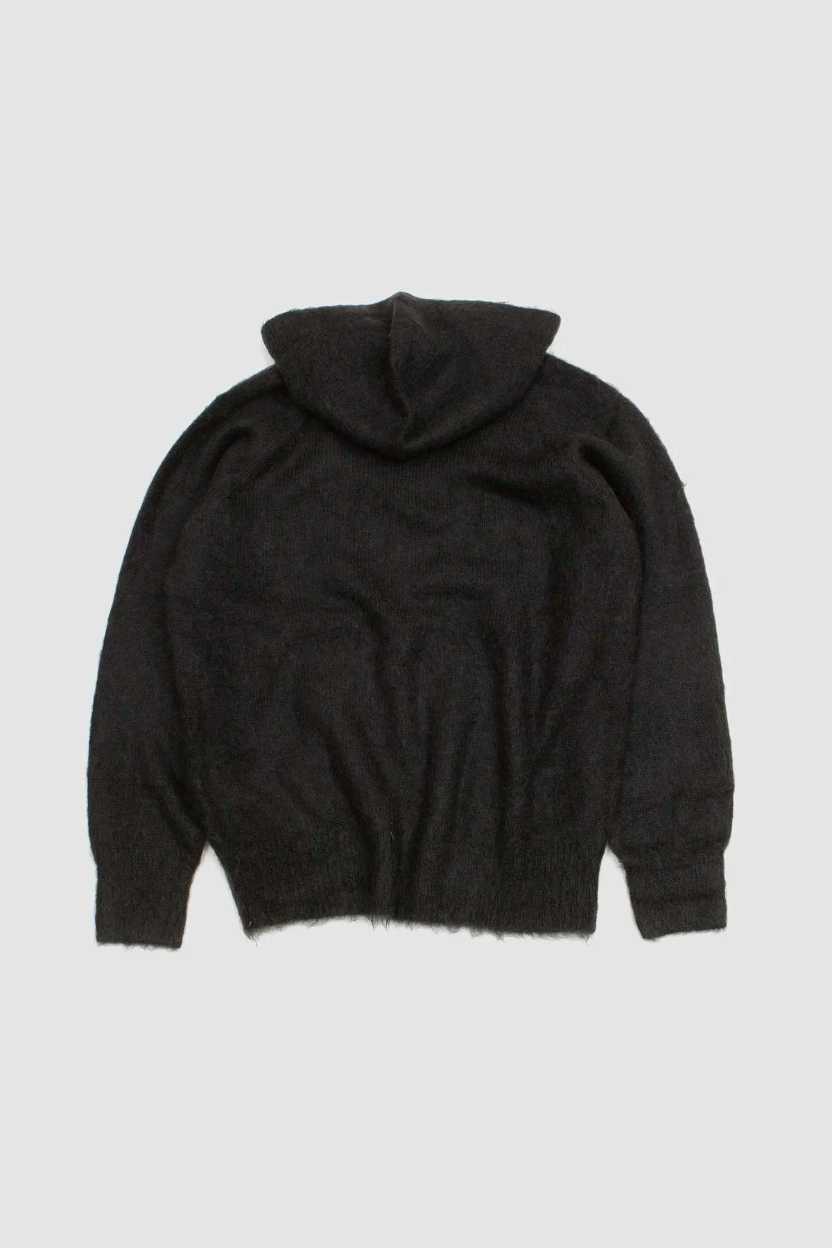 Brushed Super Kid Mohair Knit Parka - Ink Black