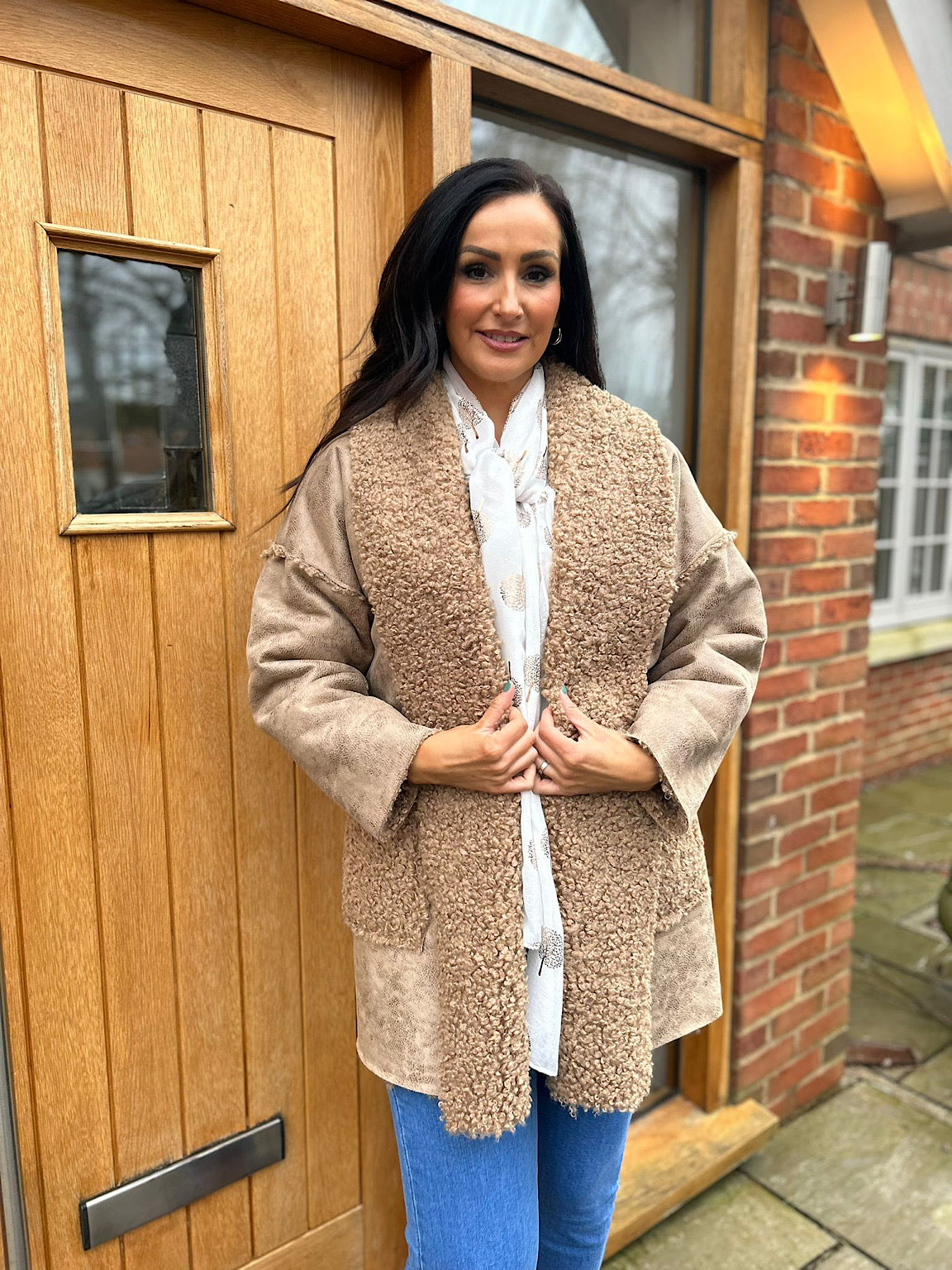 Camel Multi Textured Coat Jamie