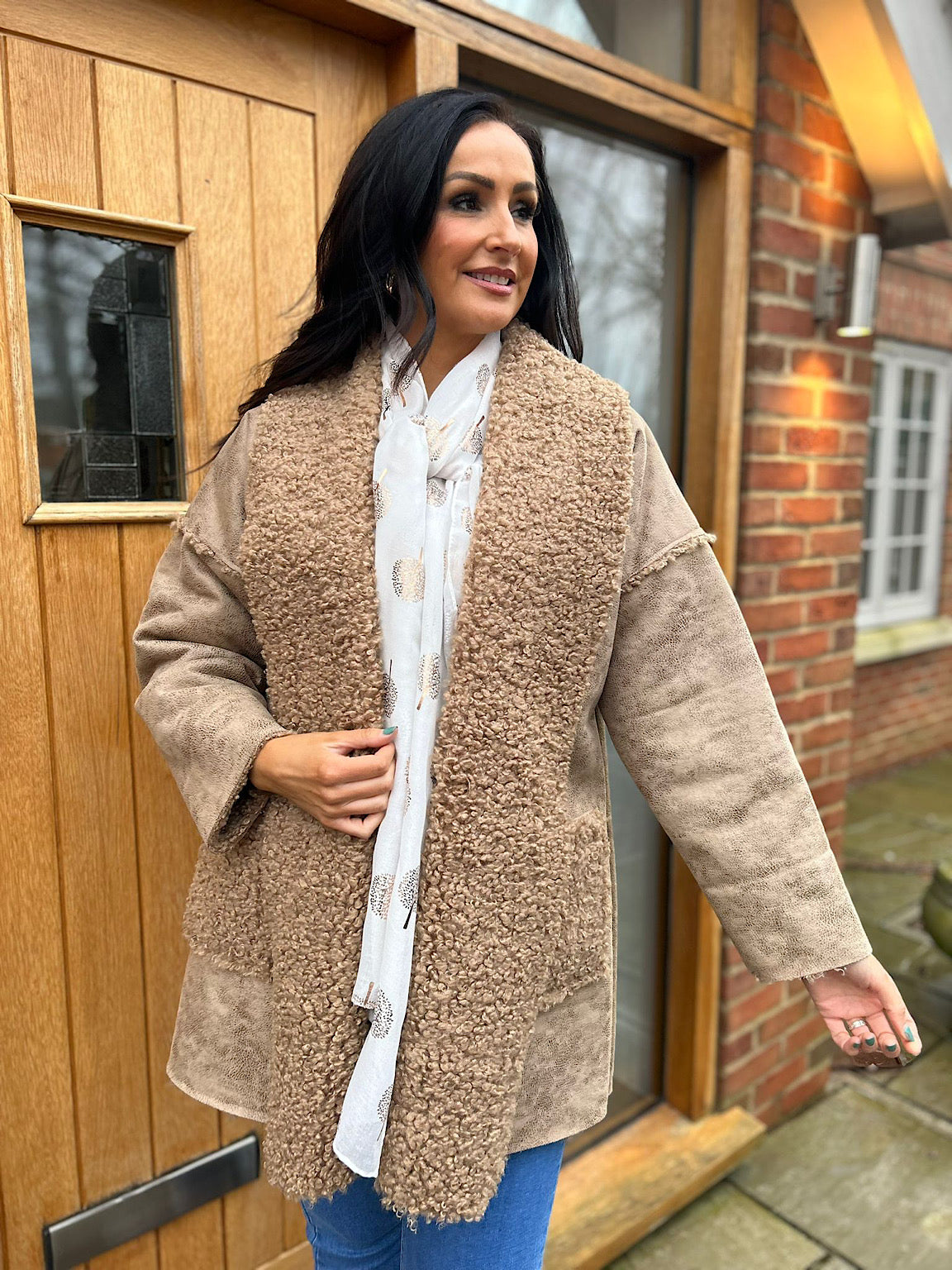 Camel Multi Textured Coat Jamie