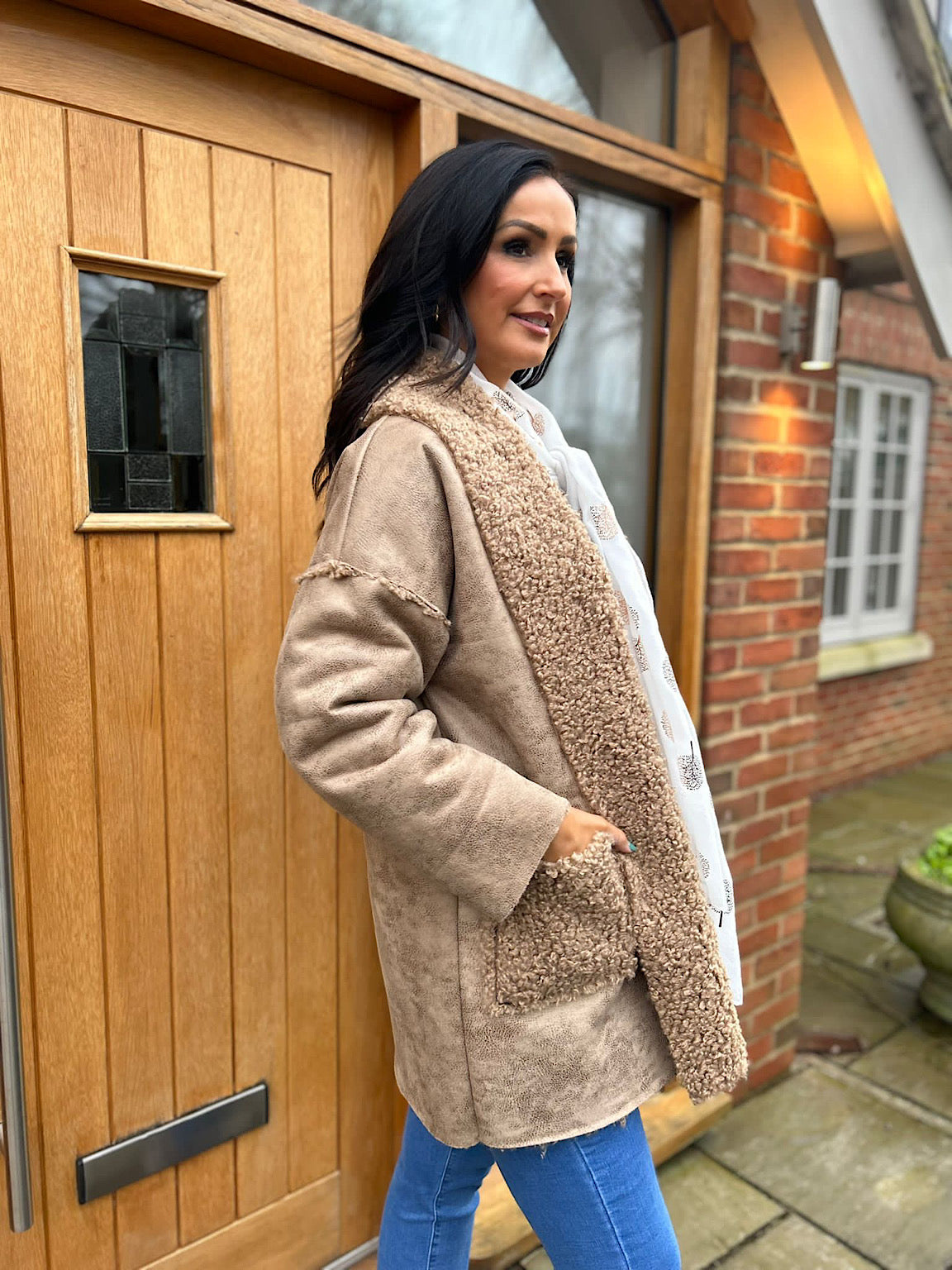 Camel Multi Textured Coat Jamie