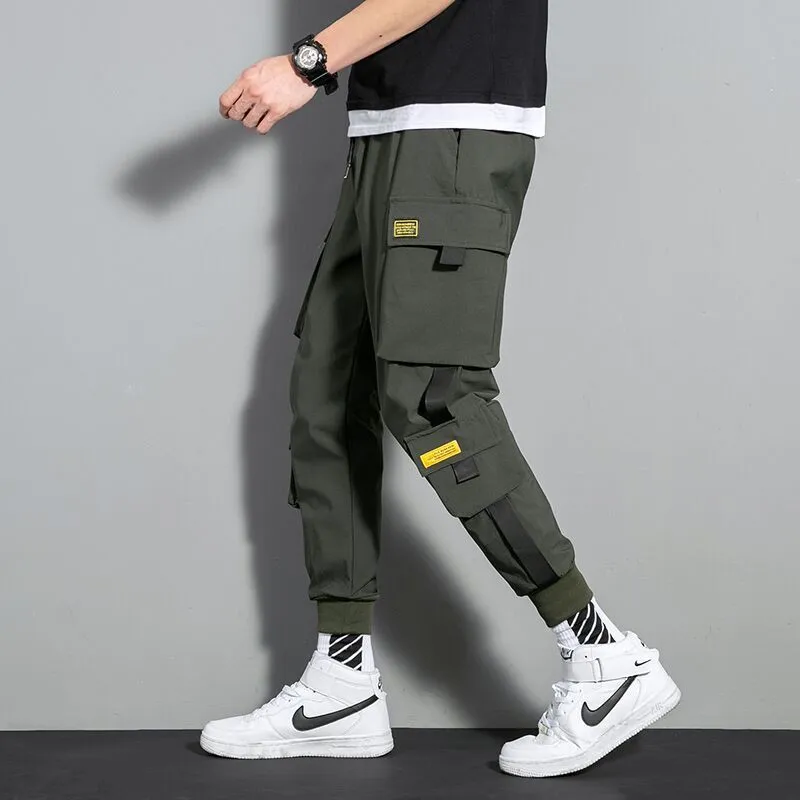 Casual Army Green Mid-Waist Jogging Military Cargo Pants for Men