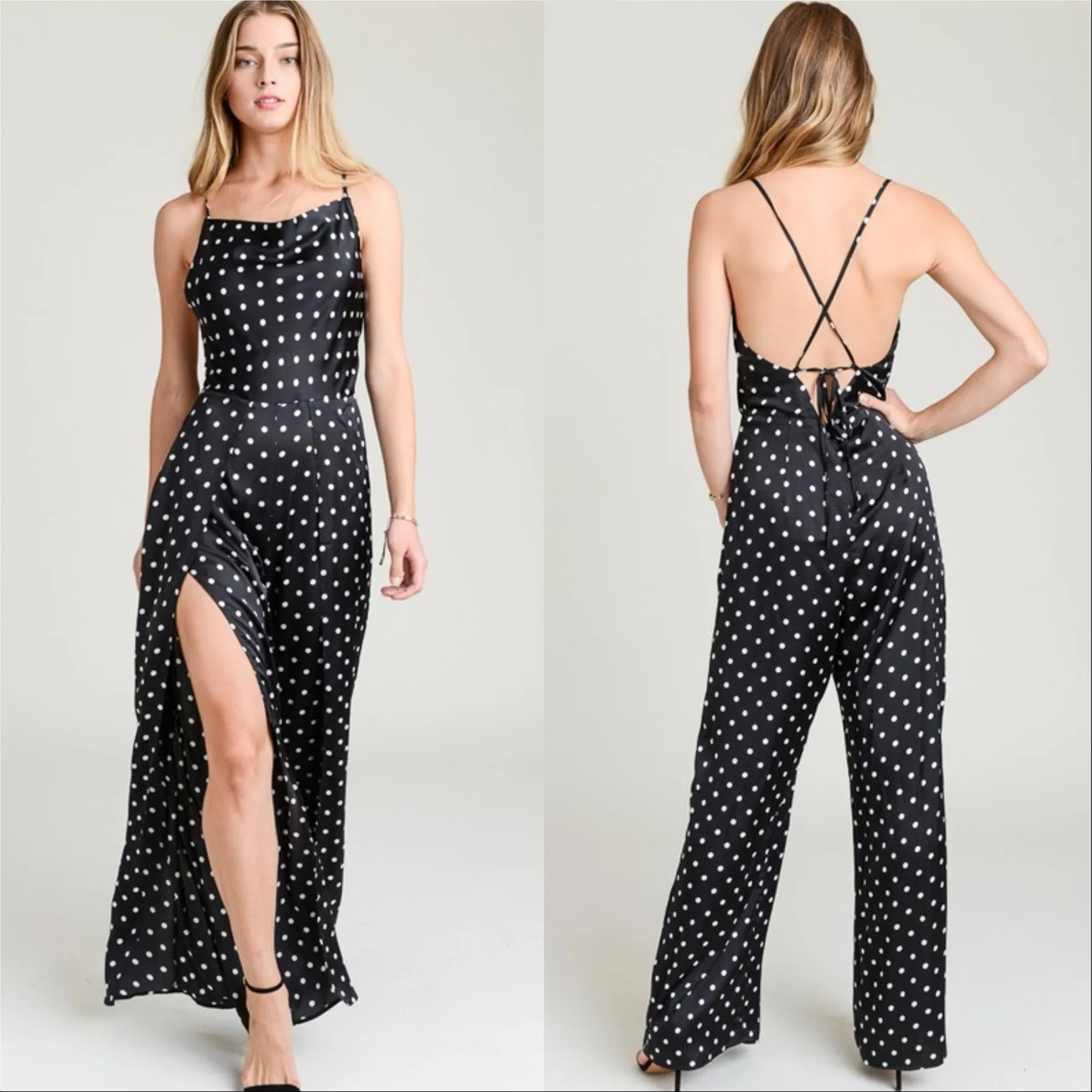 Christy Polka-Dot Casual Jumpsuit Womens