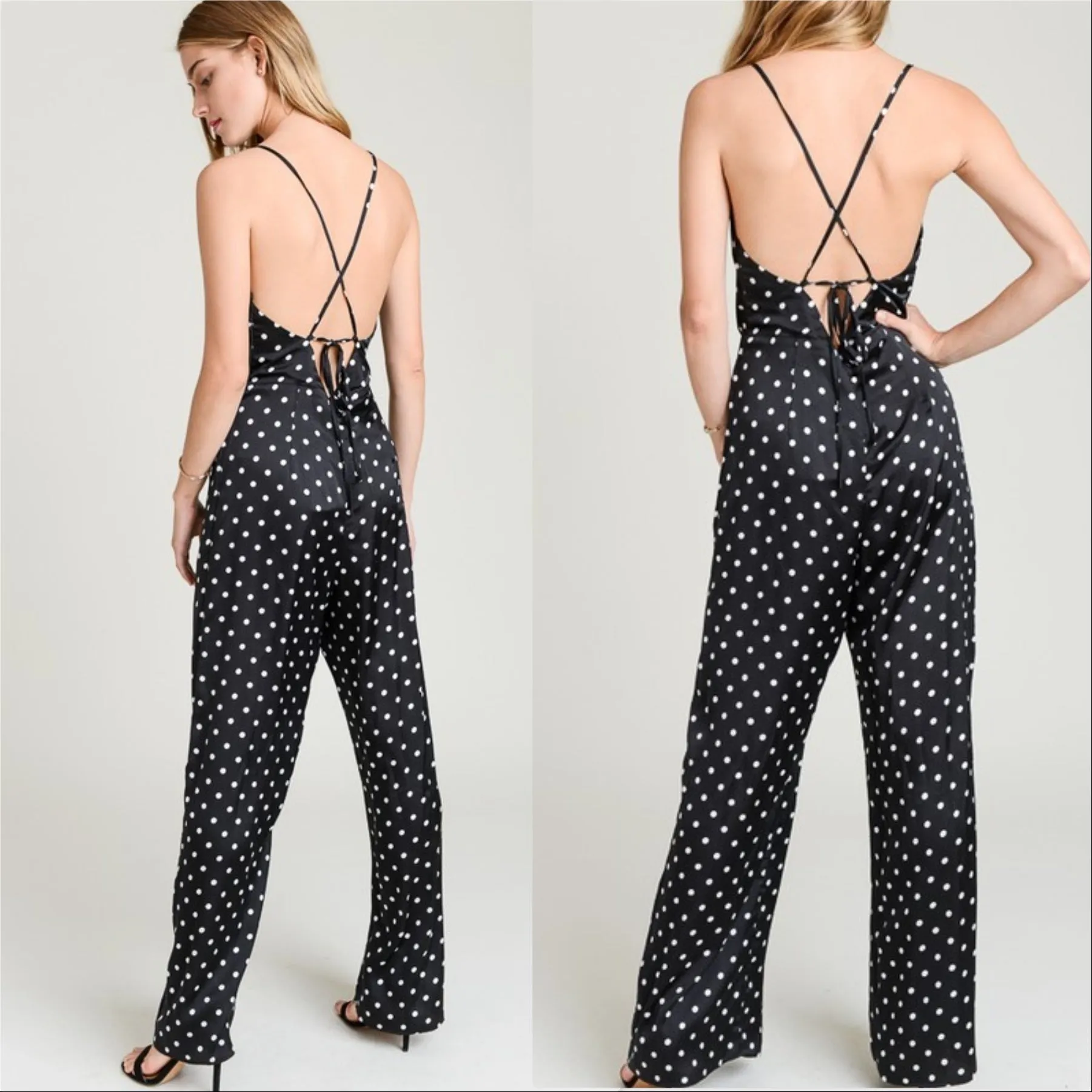 Christy Polka-Dot Casual Jumpsuit Womens