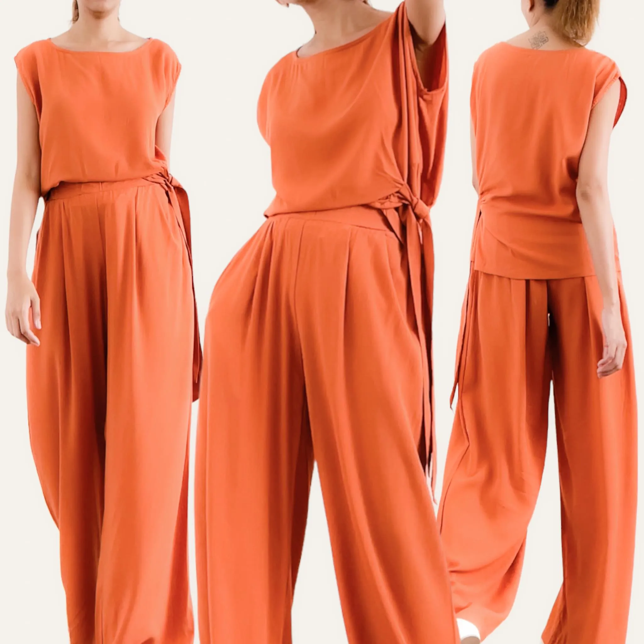 CORA Woven Multiway Waist Tie Top and Pants Coords