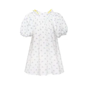 Cotton Puff Sleeve Dress Pearl White