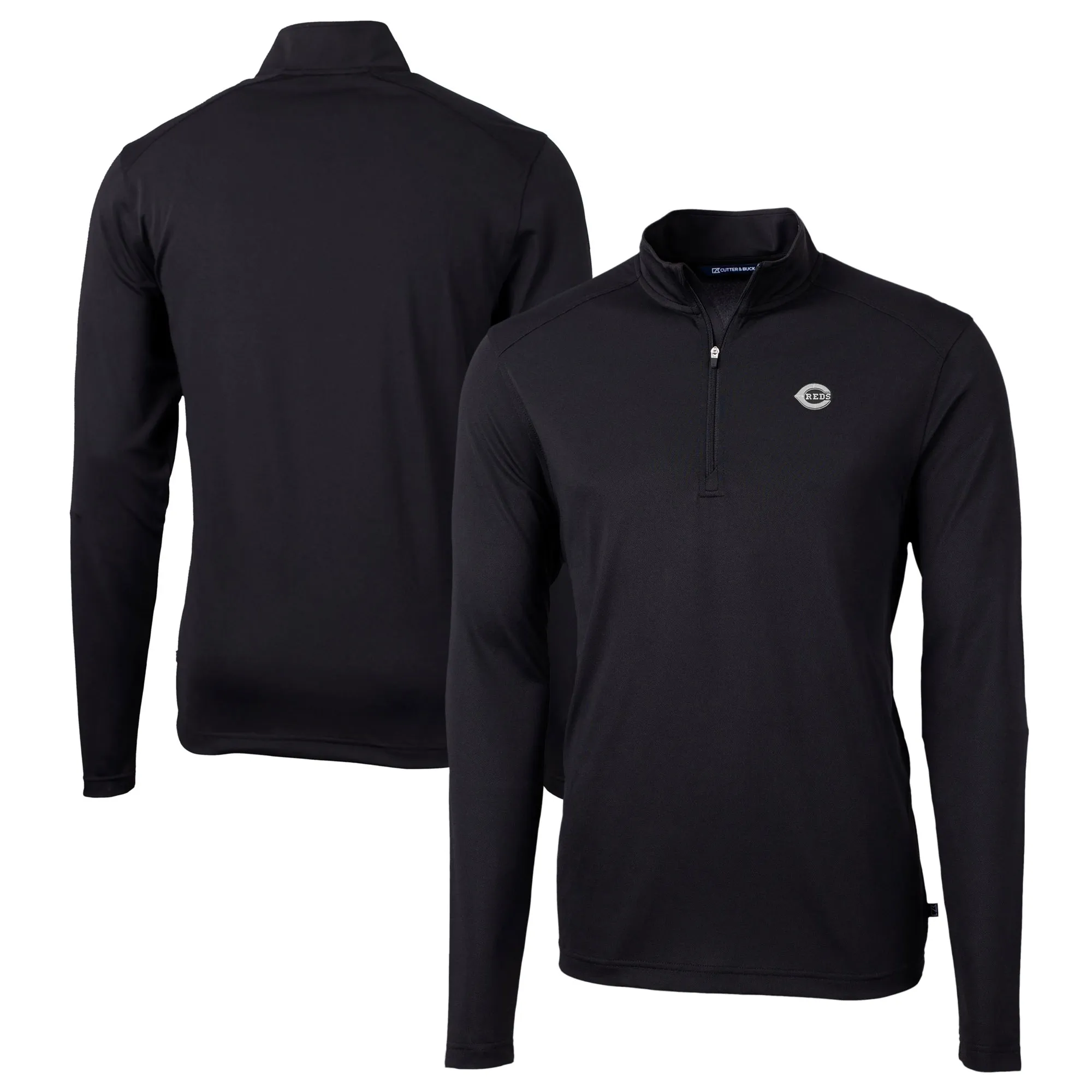 Cutter & Buck Cincinnati Reds Black Big & Tall Virtue Eco Pique DryTec Quarter-Zip Jacket