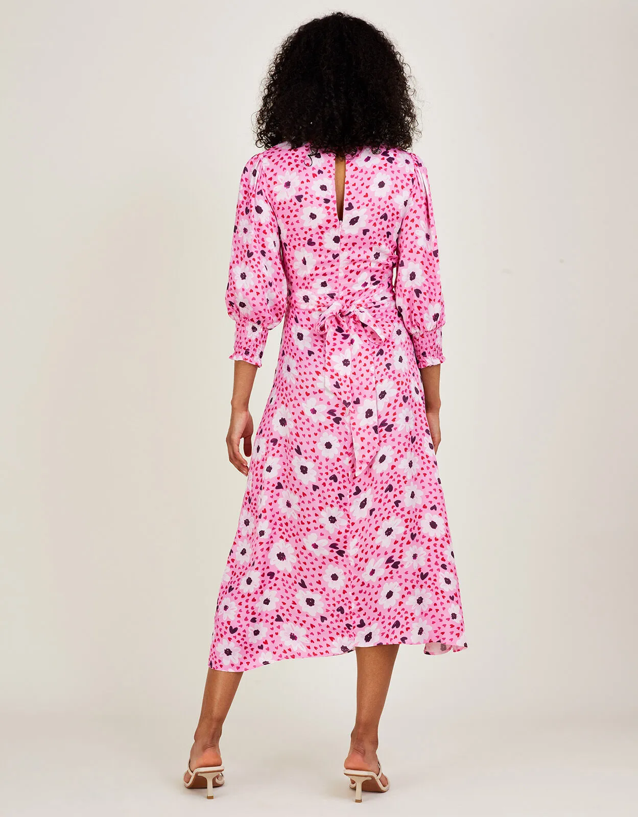 Daley Daisy Print Midi Dress Pink