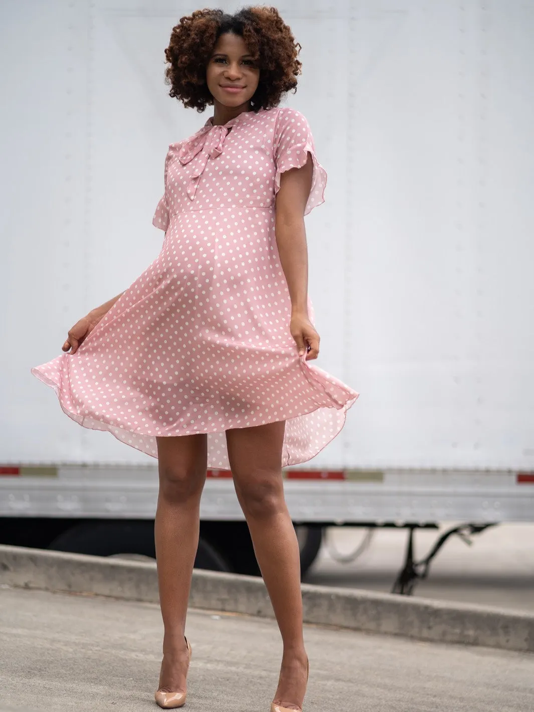 Dot You Mama Dress - Pink - FINAL SALE