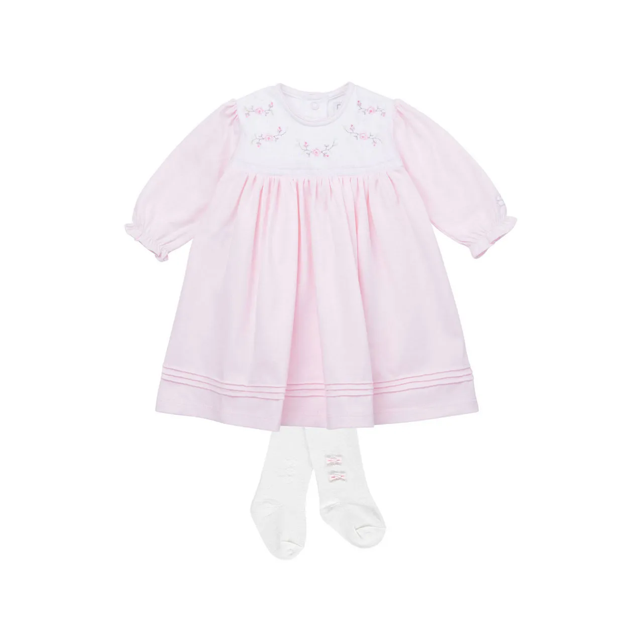 EMILE ET ROSE Harmony Two-Piece Collared Dress and Tights Set - Light Pink