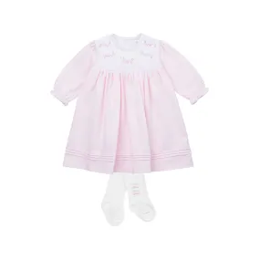 EMILE ET ROSE Harmony Two-Piece Collared Dress and Tights Set - Light Pink