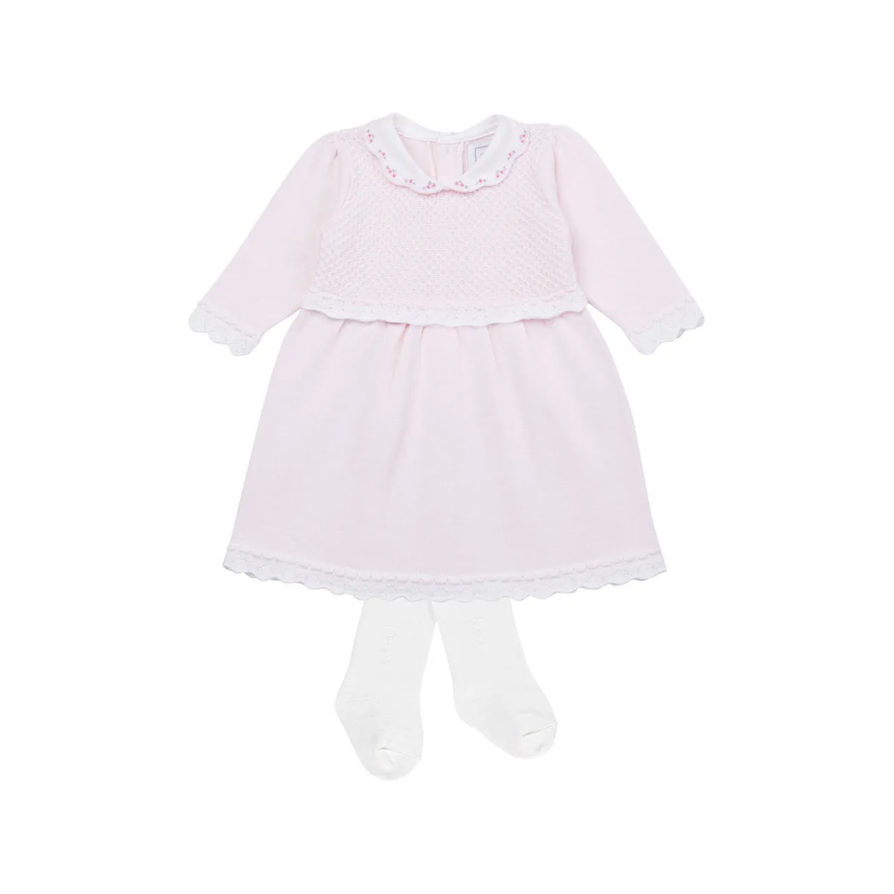 EMILE ET ROSE Heather Two-Piece Collared Dress and Tights Set - Light Pink