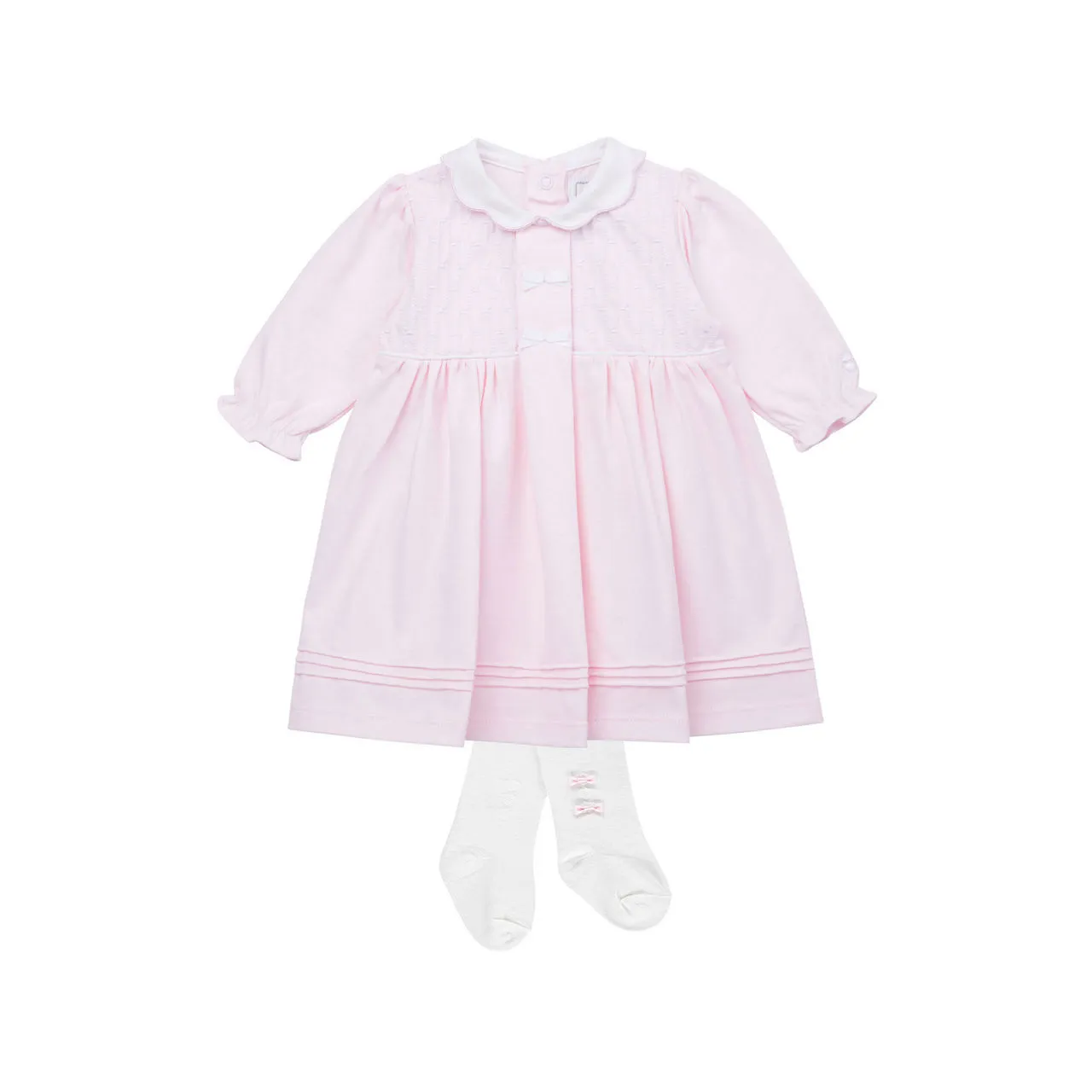 EMILE ET ROSE Hettie Two-Piece Collared Dress and Tights Set - Light Pink