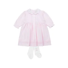 EMILE ET ROSE Hettie Two-Piece Collared Dress and Tights Set - Light Pink