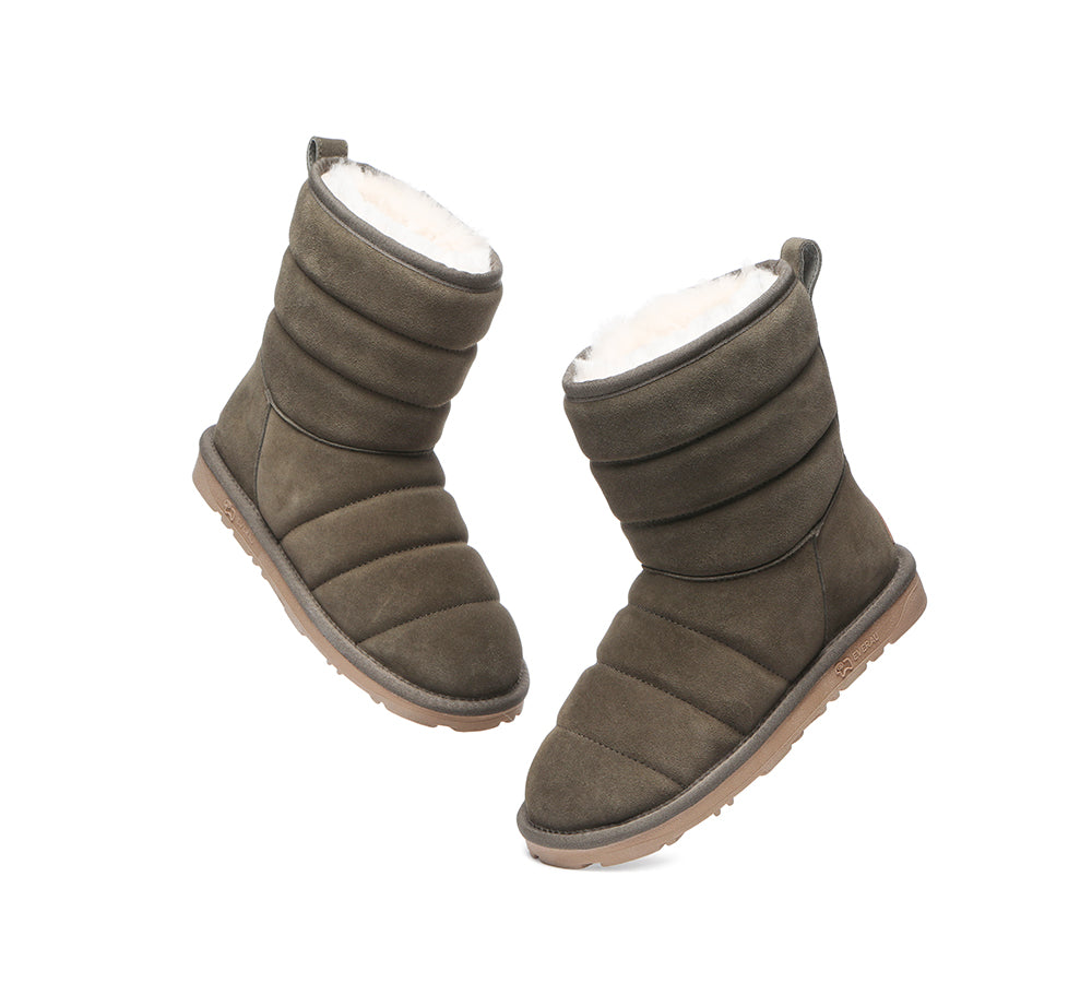 EVERAU Short Sheepskin Boots Women Puffer