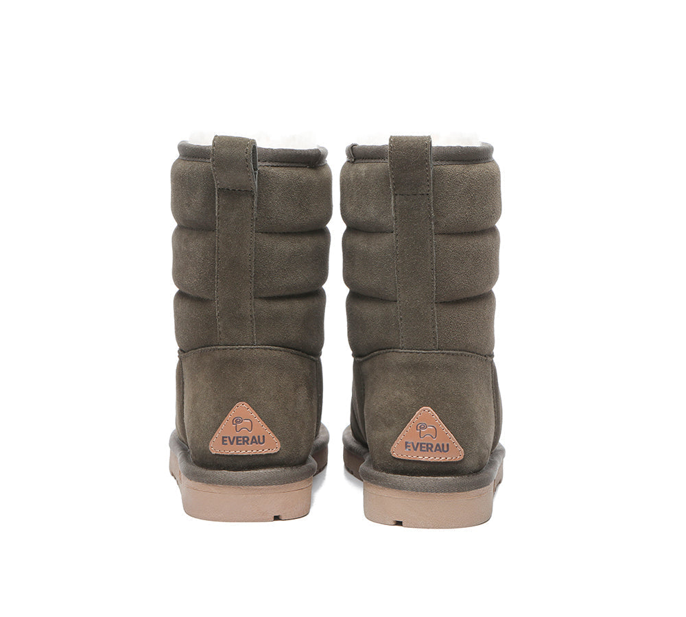 EVERAU Short Sheepskin Boots Women Puffer