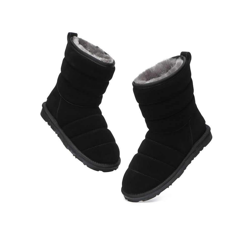 EVERAU Short Sheepskin Boots Women Puffer