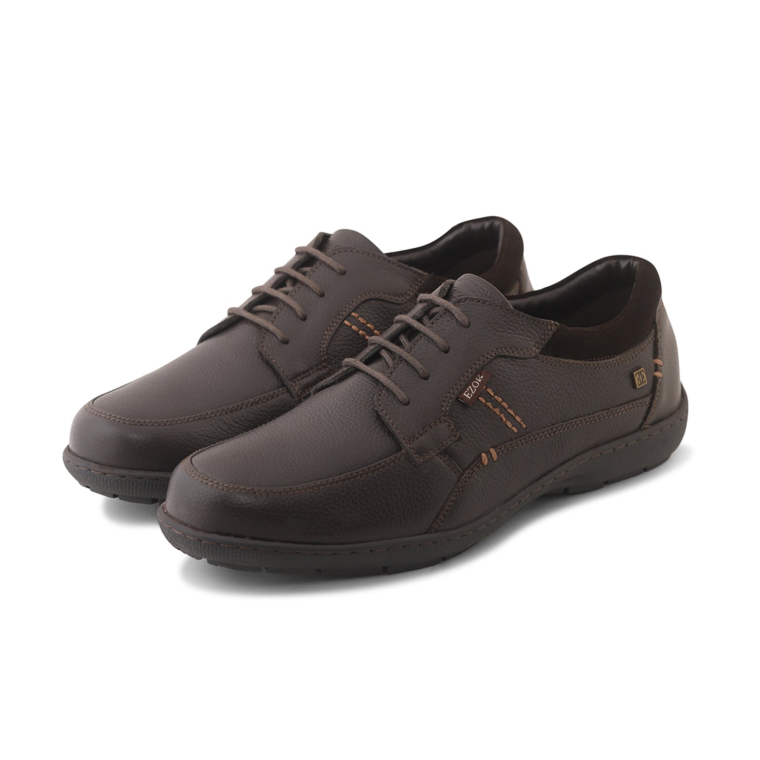 Ezok Men Brown Lace-Up Leather Shoes