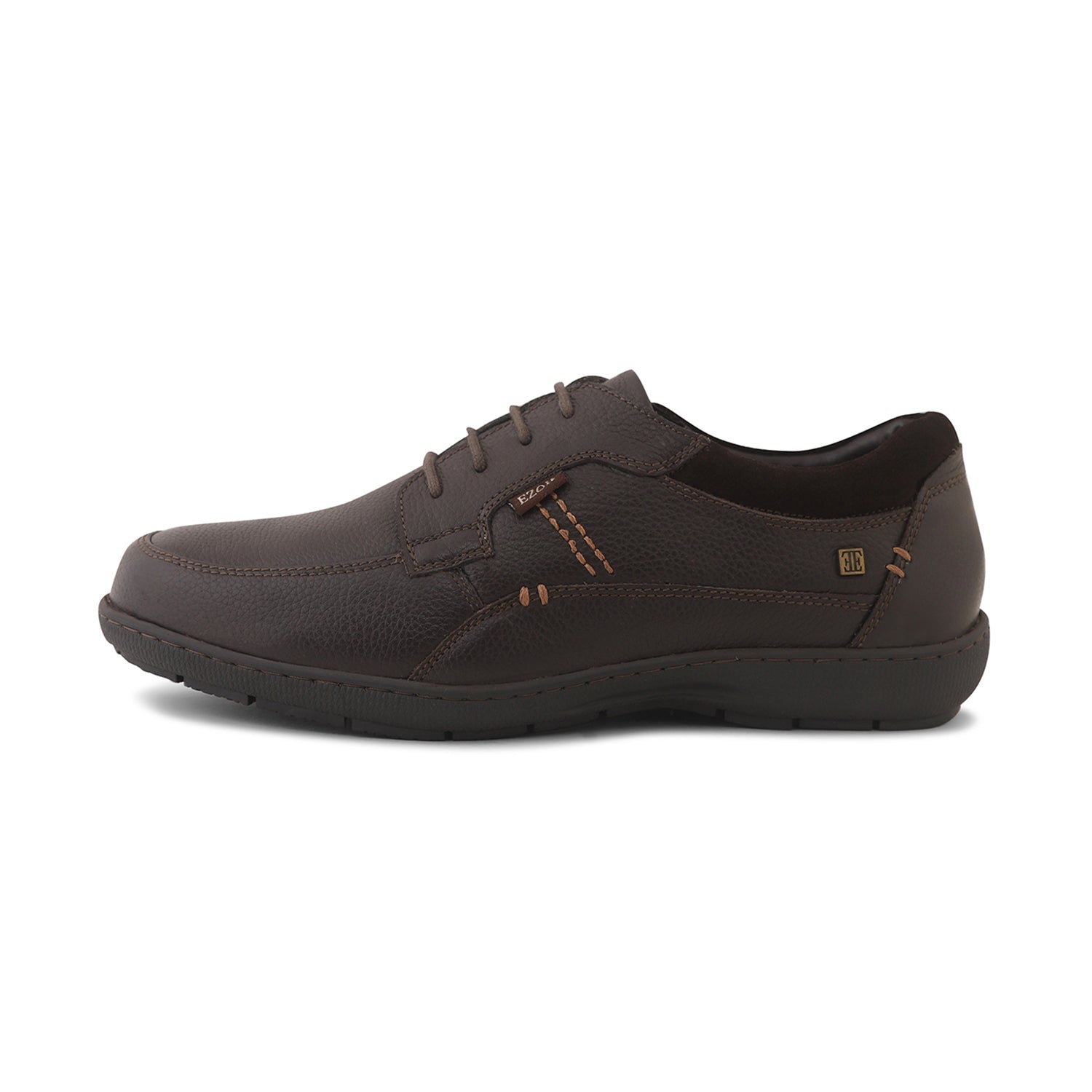 Ezok Men Brown Lace-Up Leather Shoes