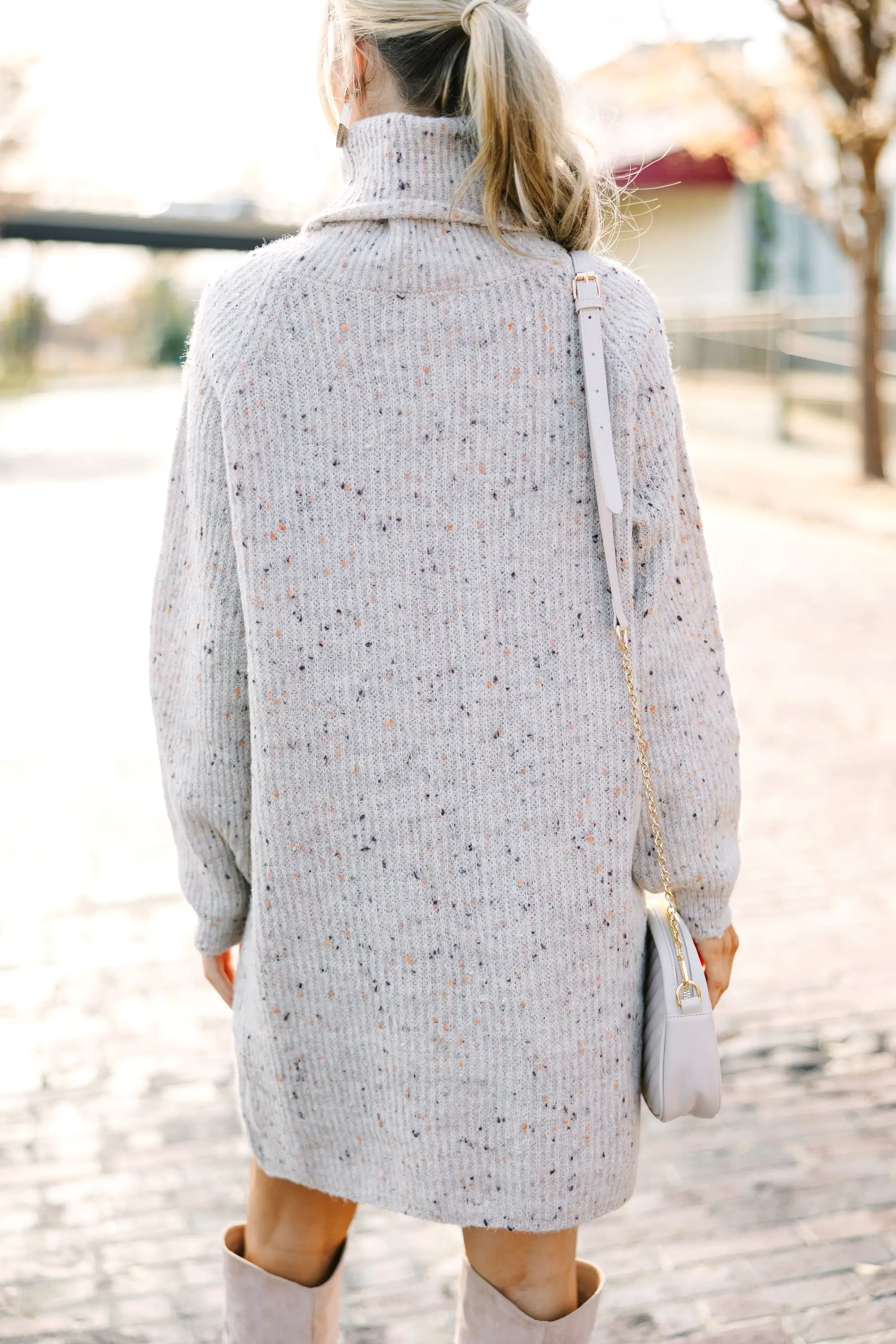 Feeling It Taupe Brown Sweater Dress