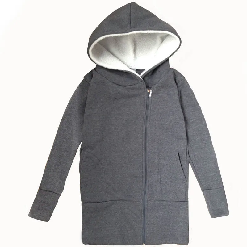 Female Autumn Winter Zip-up Thickening Long Sleeve Plus Size Hoody Coat With Zipper 70095 GS