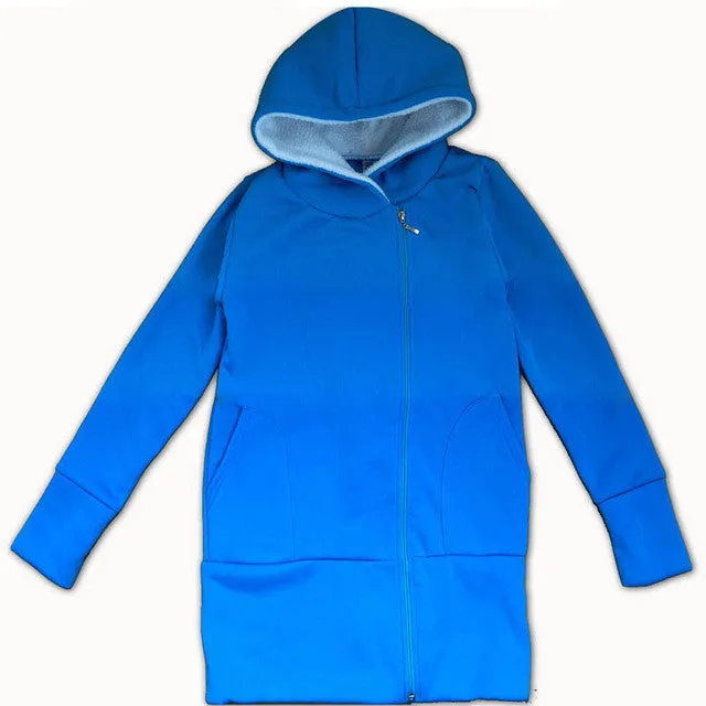 Female Autumn Winter Zip-up Thickening Long Sleeve Plus Size Hoody Coat With Zipper 70095 GS