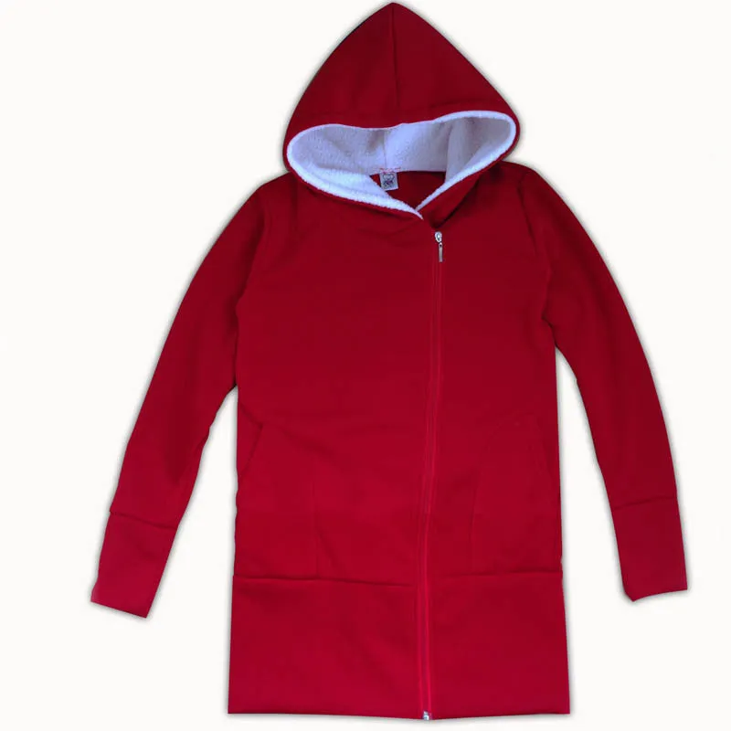 Female Autumn Winter Zip-up Thickening Long Sleeve Plus Size Hoody Coat With Zipper 70095 GS