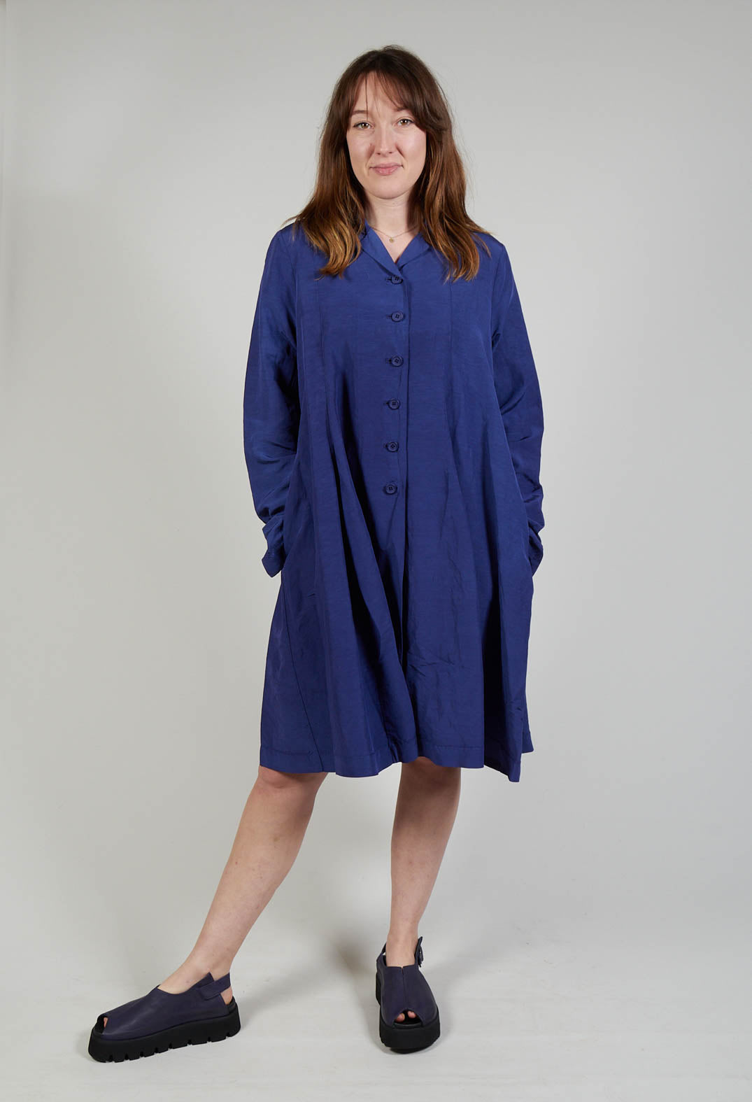 Flared Hem Tailored Coat in Azur