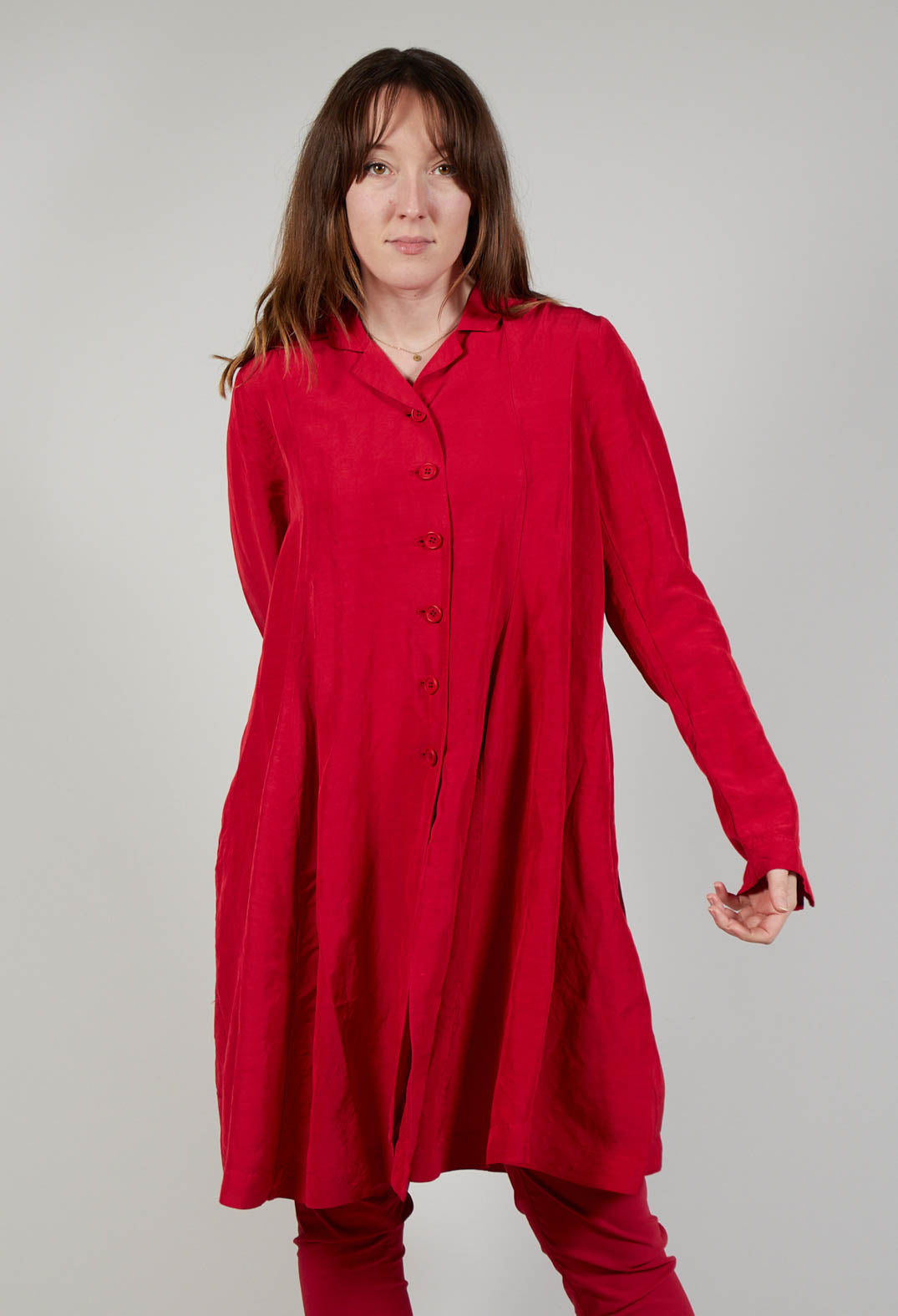 Flared Hem Tailored Coat in Chili