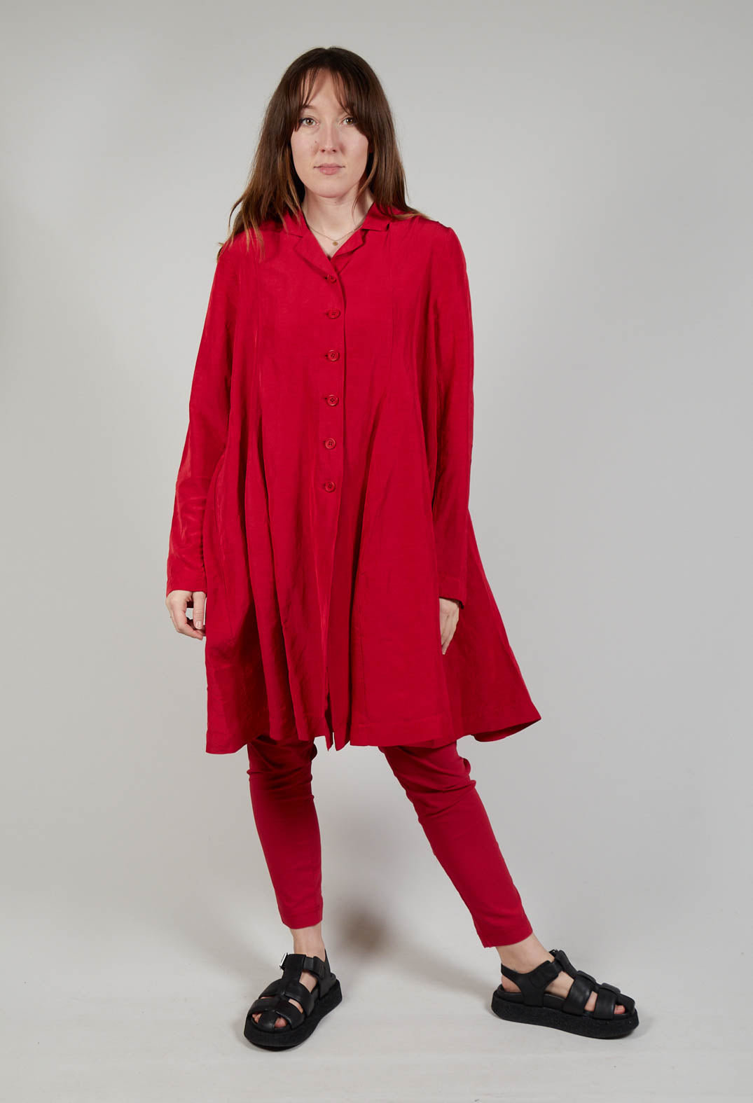 Flared Hem Tailored Coat in Chili