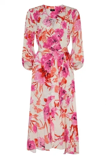 Floral Print Frill Detail Dress - Pink - 78654-7574-42