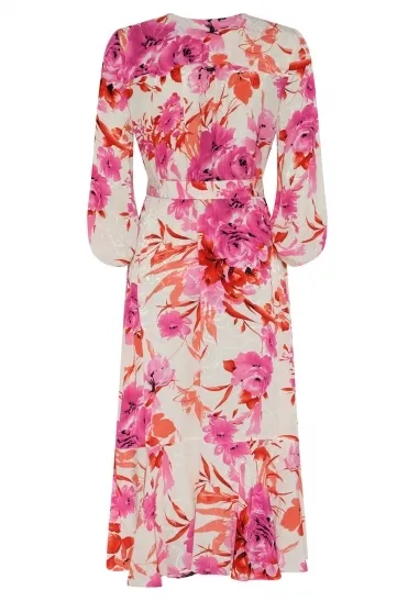 Floral Print Frill Detail Dress - Pink - 78654-7574-42